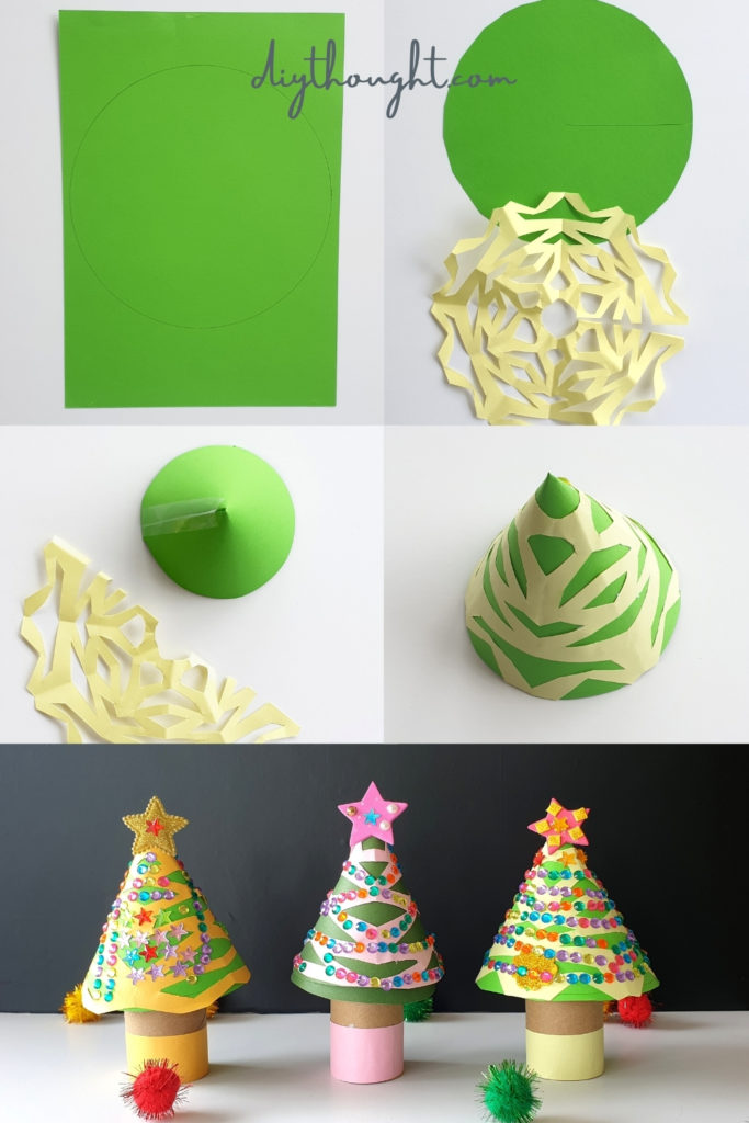 how to make toilet paper roll christmas trees