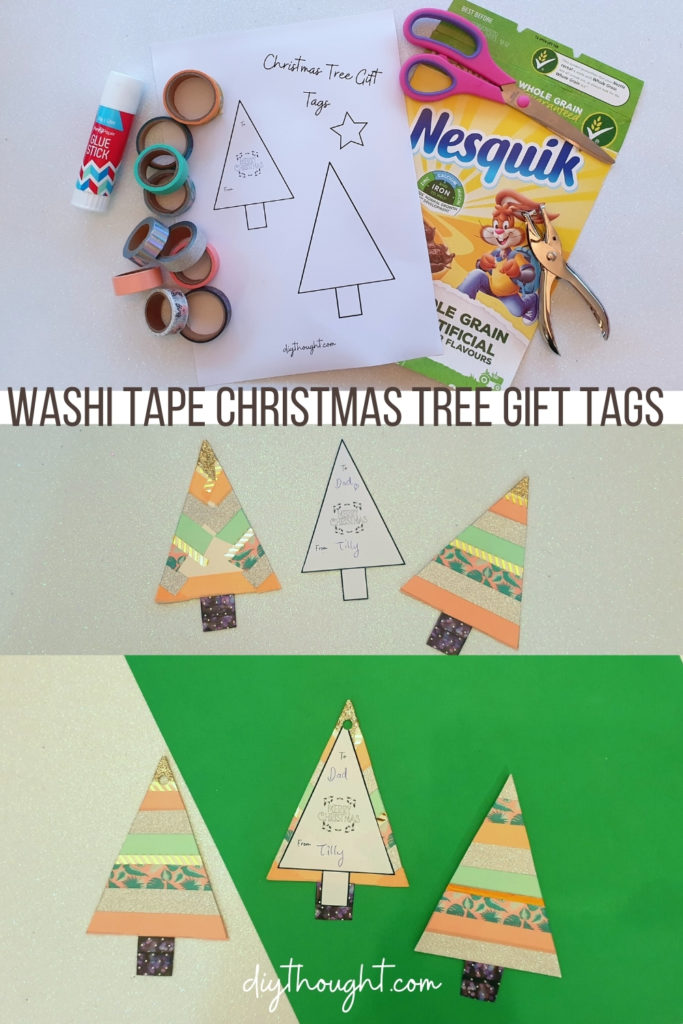 washi tape Christmas tree gift tags