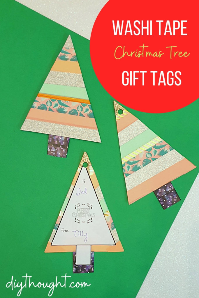 washi tape Christmas tree gift tags