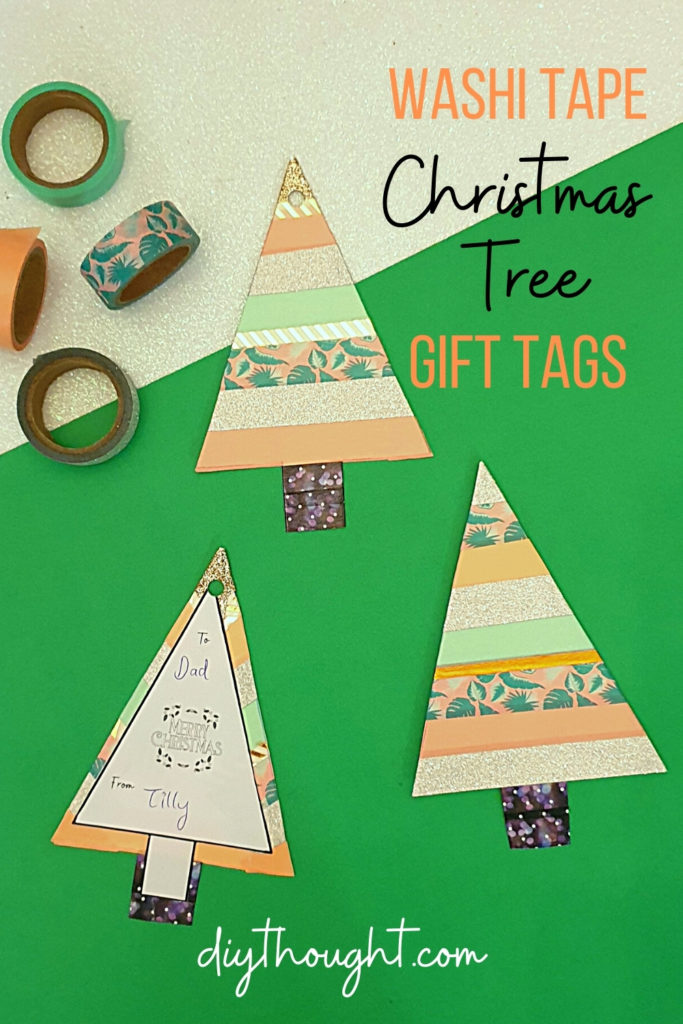washi tape Christmas tree gift tags