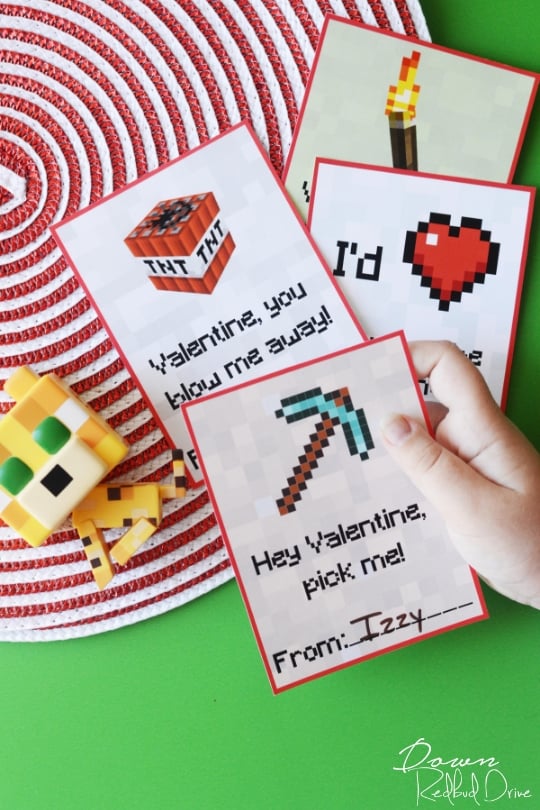 minecraft valentine's day cards