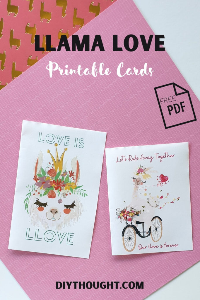 Free printable Valentine's Day llama card