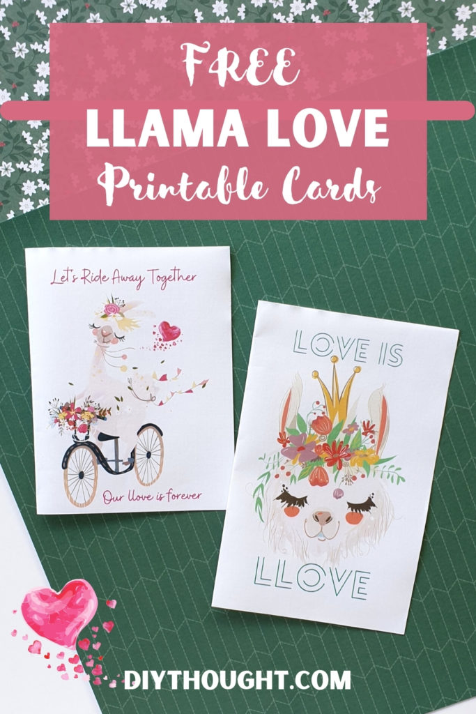 Free printable Valentine's Day llama card