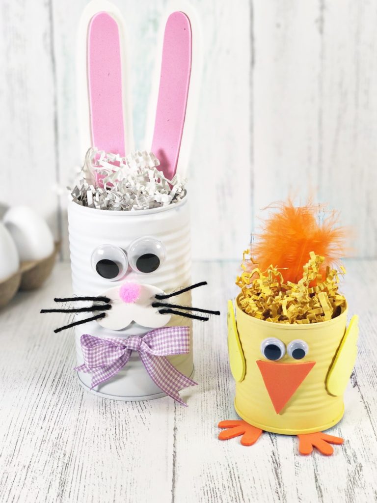 16 Kids Bunny Rabbit Easter Crafts- tin can