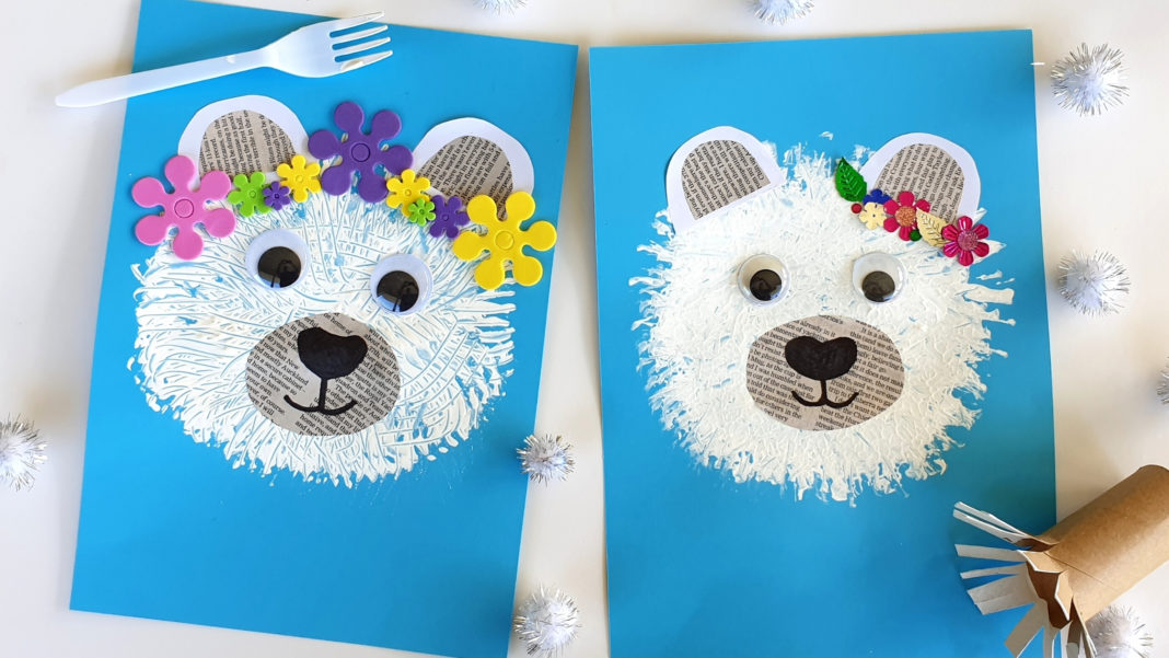 fork and toilet paper painted bear craft