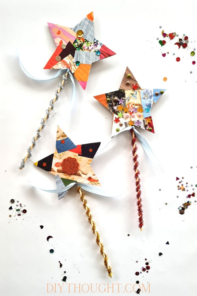 Recycled Cardboard & Magazine Star Wands