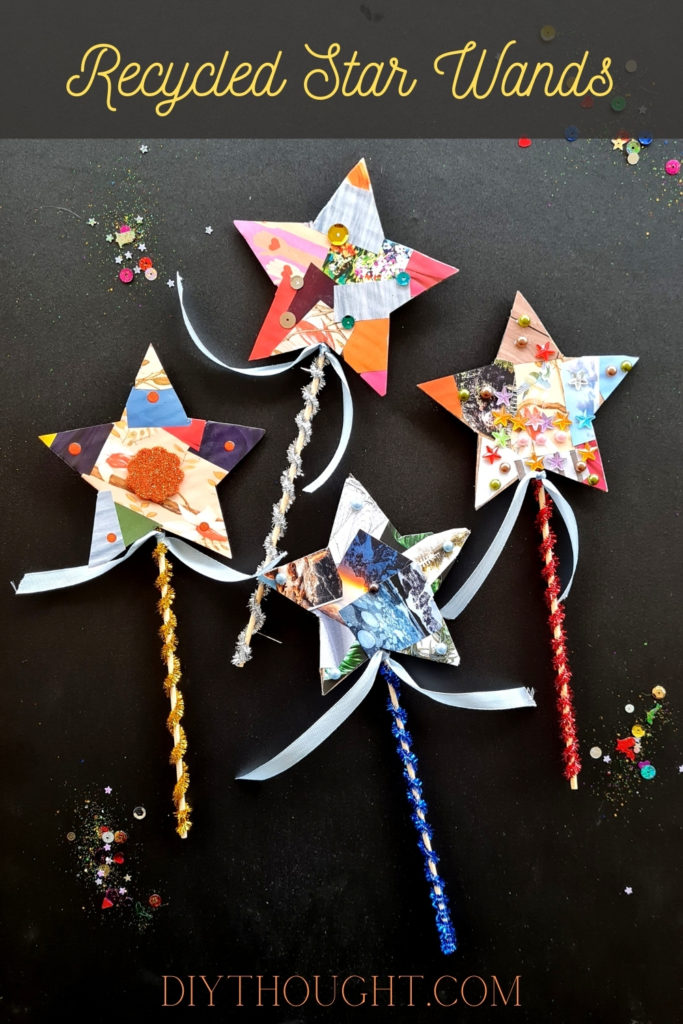 Recycled Cardboard & Magazine Star Wands