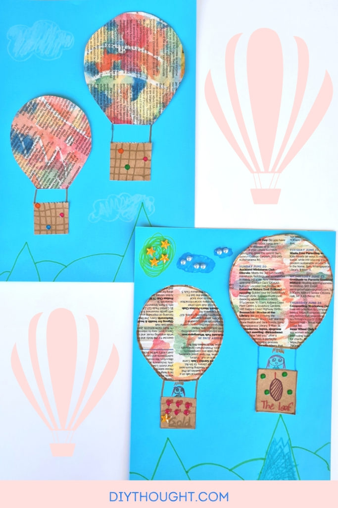 Newspaper Hot Air Balloon Kids Art