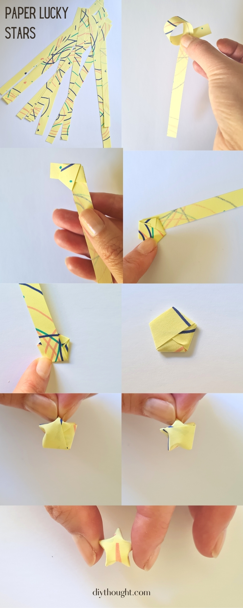 Paper Strip Lucky Stars - DIY Thought
