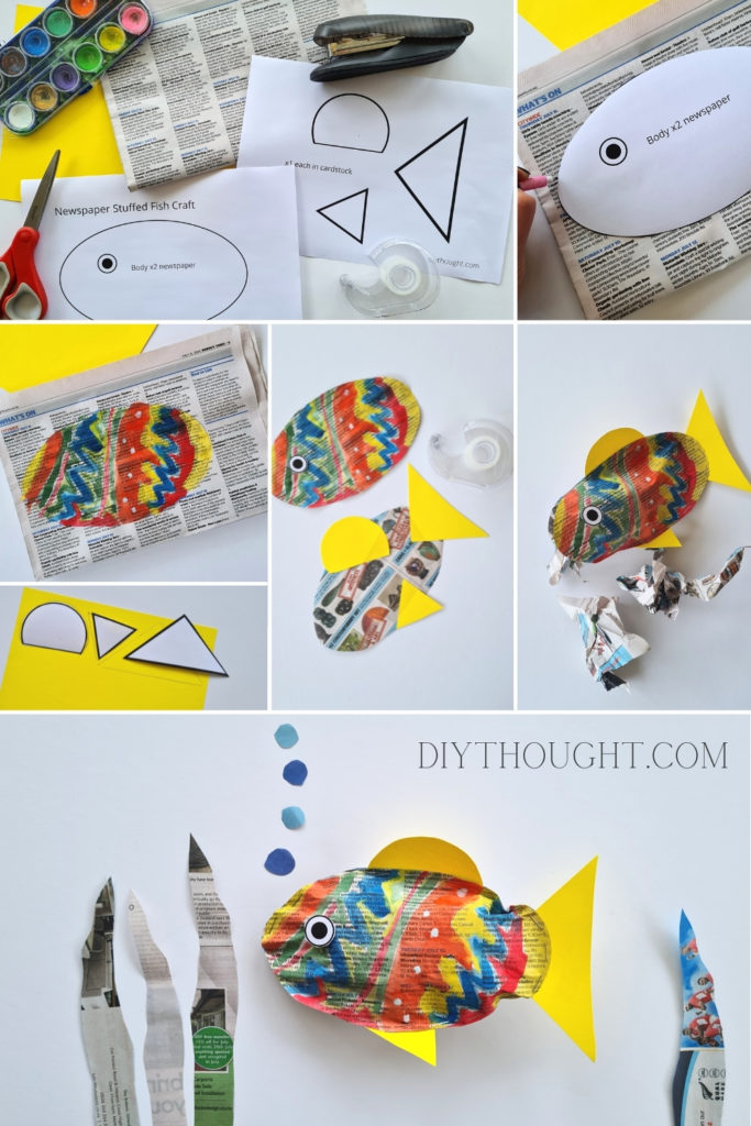 how to make Newspaper stuffed fish craft