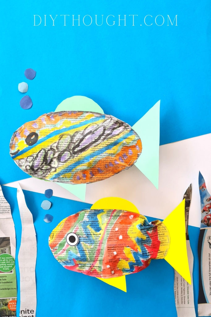 Newspaper stuffed fish craft