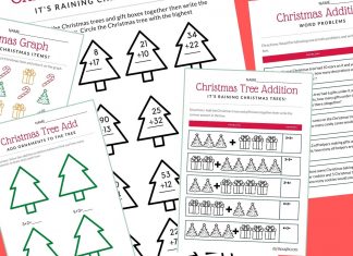 free math addition printables Christmas