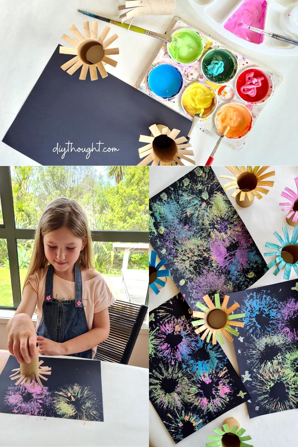 Toilet Paper Roll Firework Art diy Thought