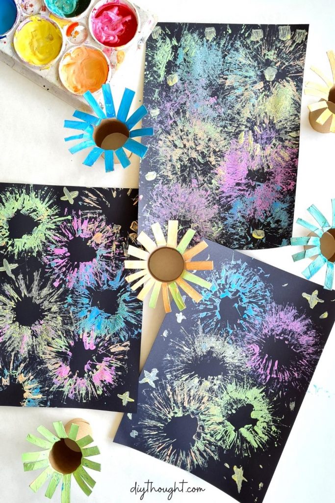 Toilet Paper Roll Fireworks Art