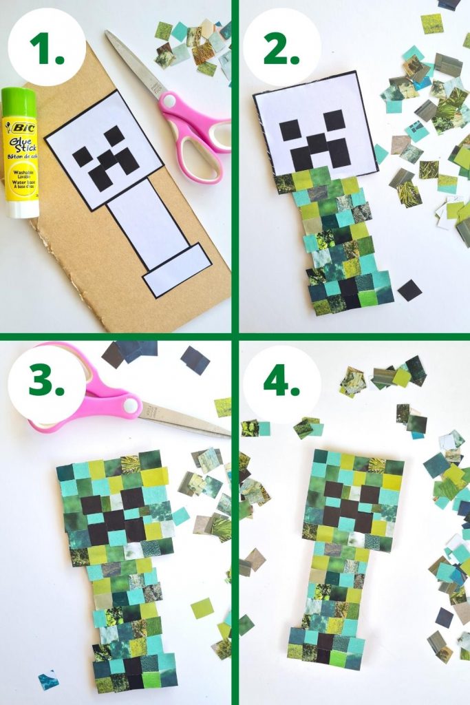 Minecraft Creeper Collage- step-by-step