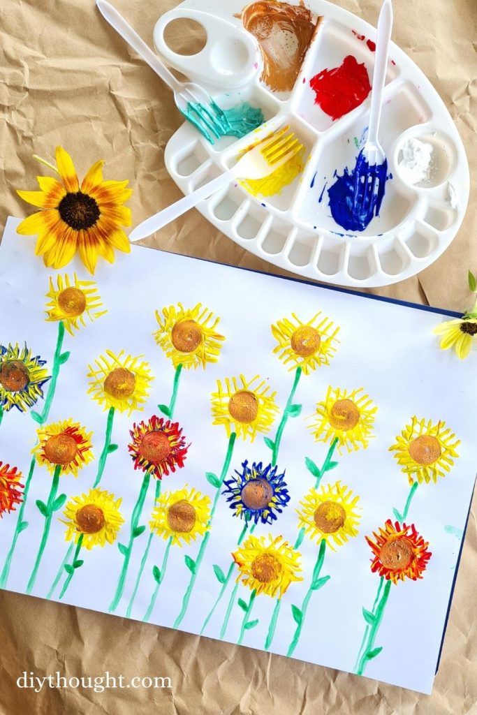 Fork Painted Sunflowers