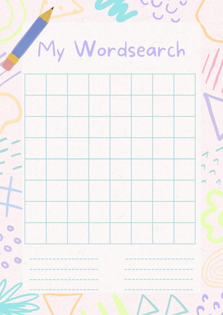 My Wordsearch Template. Younger kids