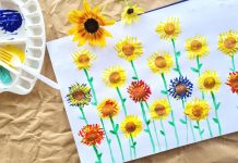 fork painted sunflowers