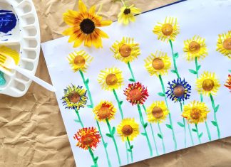fork painted sunflowers