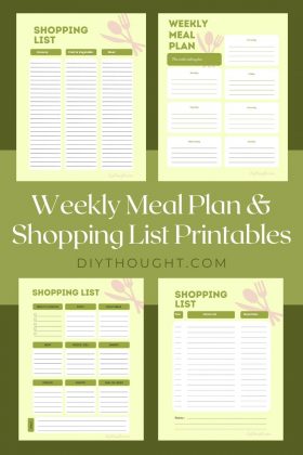 Weekly Meal Plan &amp; Shopping List Printables - diy Thought