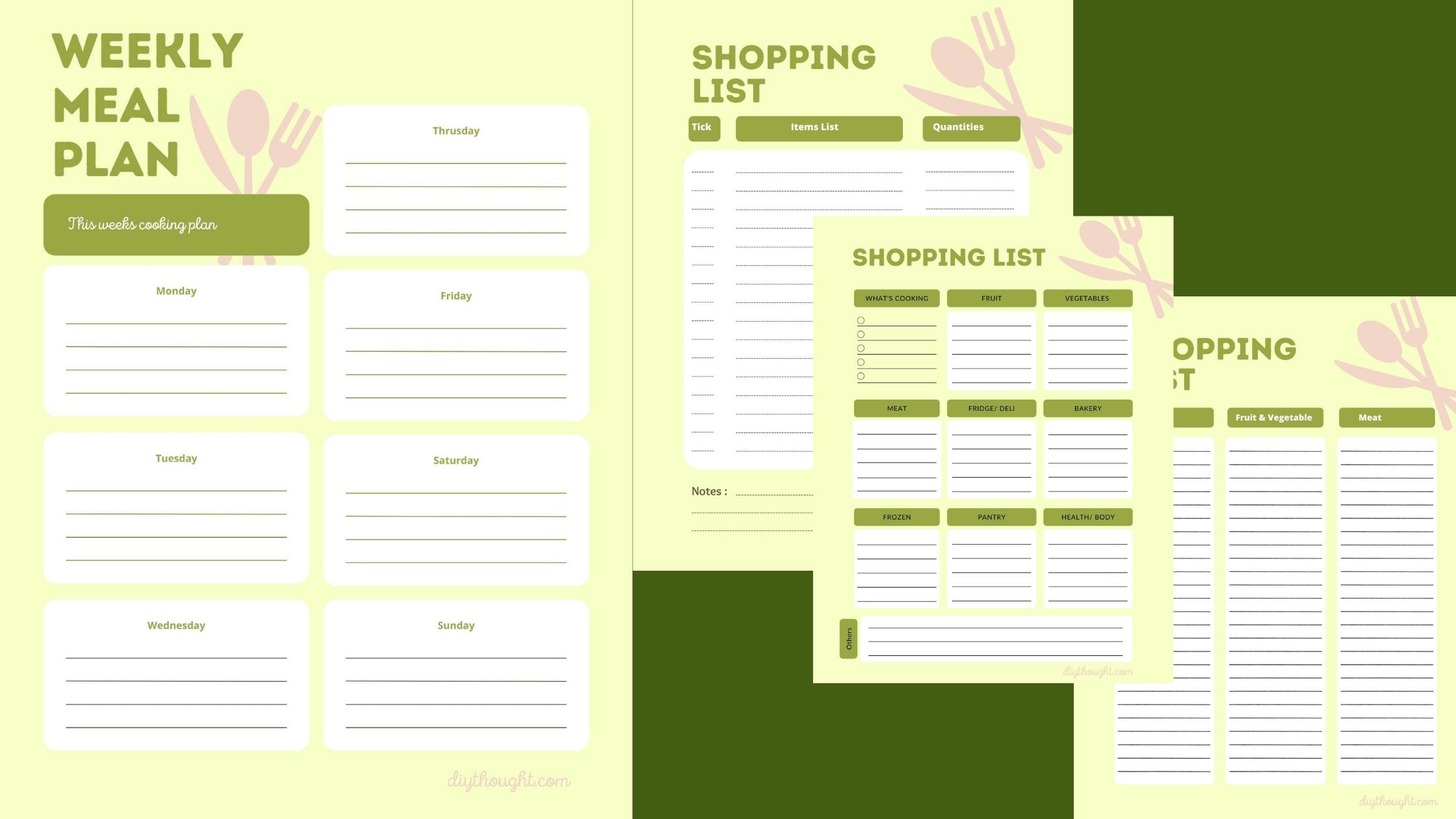 meal plan & shopping list