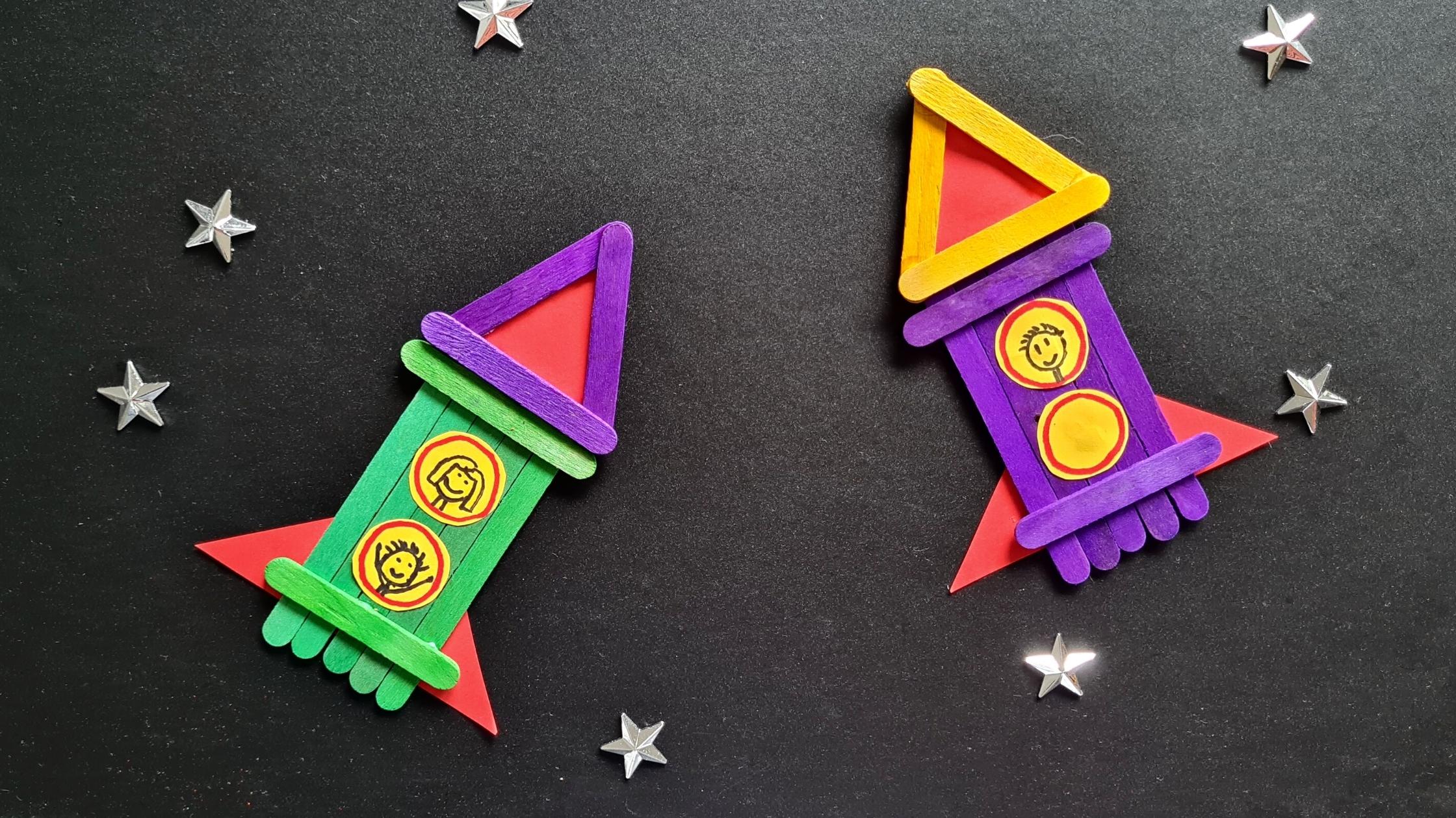 Popsicle Stick Rocket Craft DIY Thought