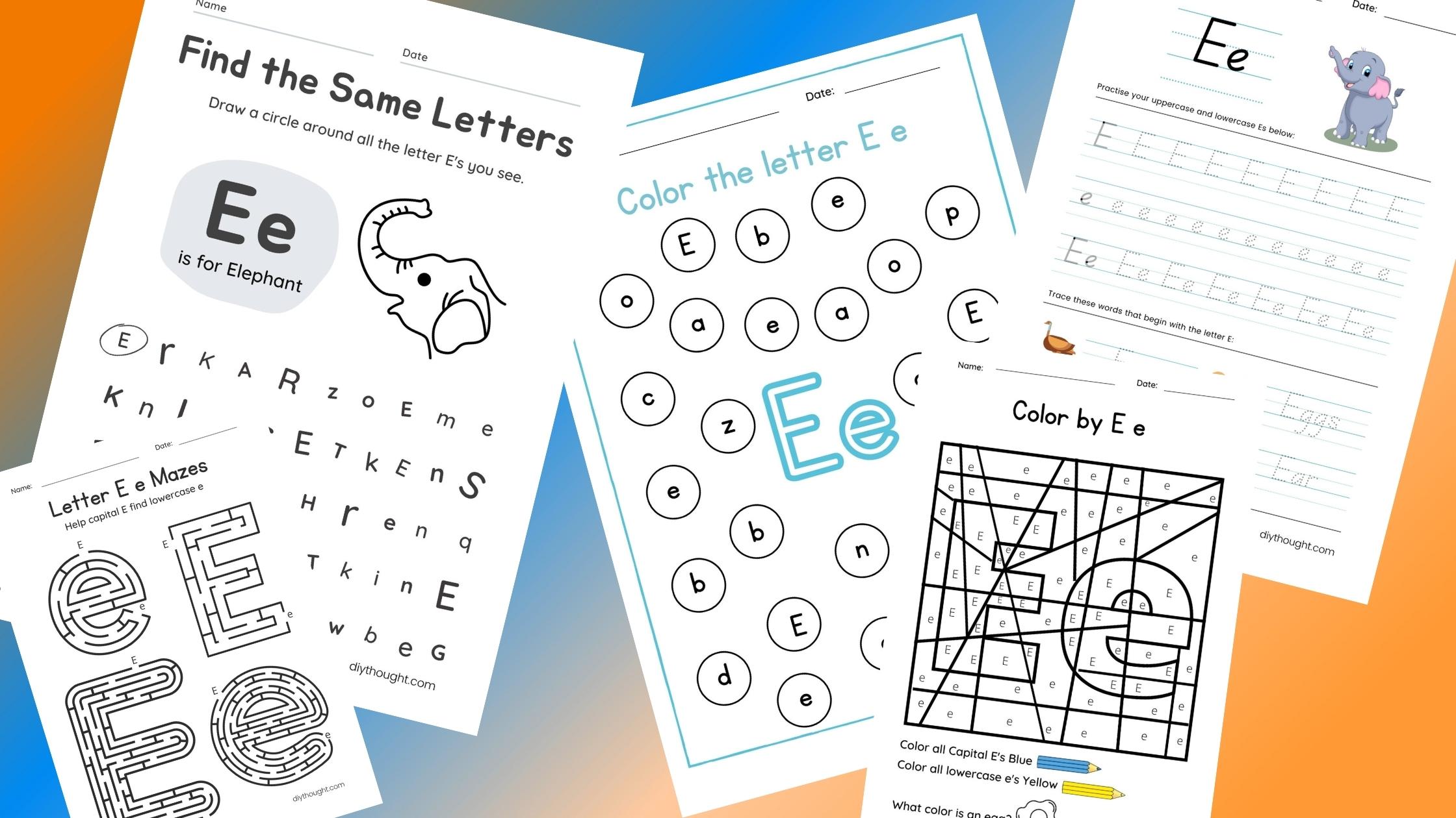 5 free letter e printable worksheets diy thought