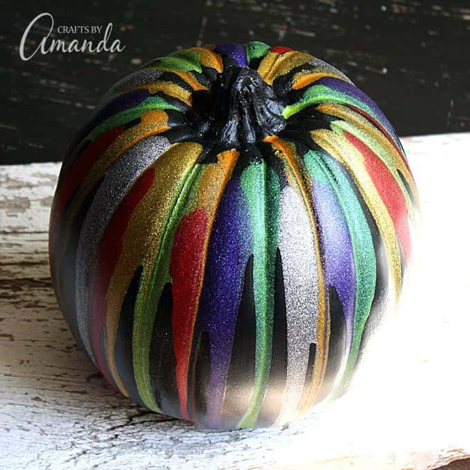glitter drip pumpkin craft