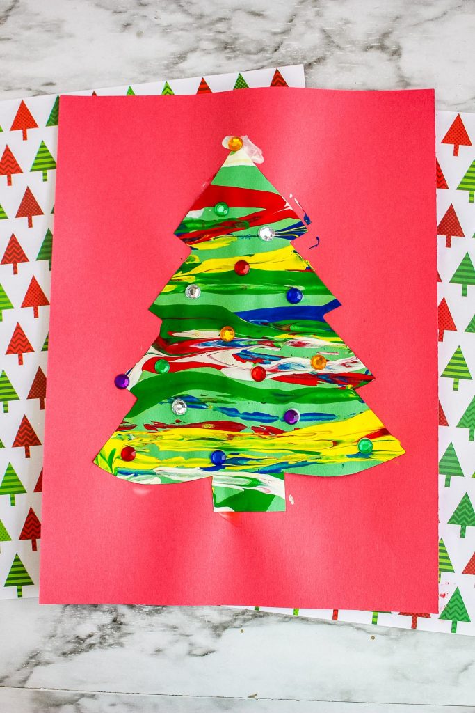 marble art christmas tree craft