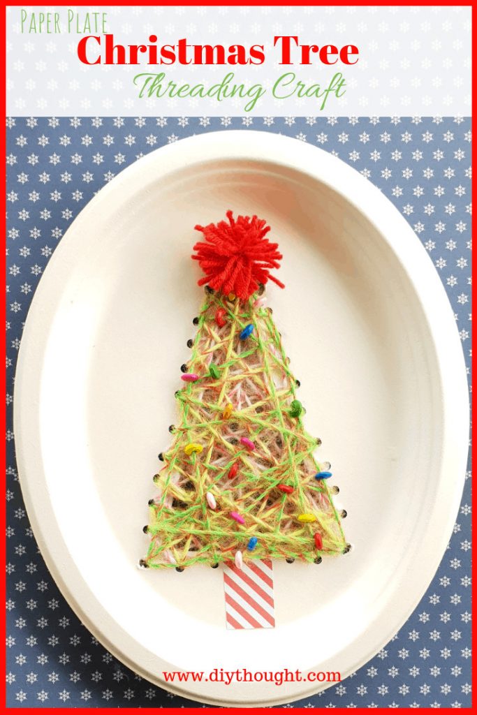 yarn threading christmas tree craft