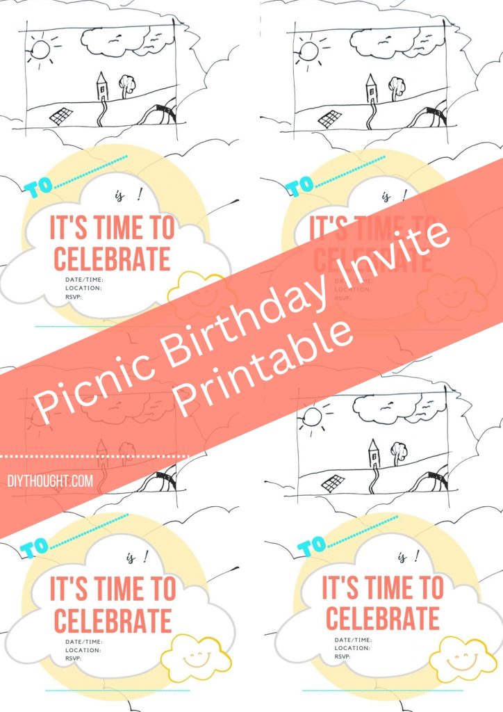 Picnic birthday invite printable